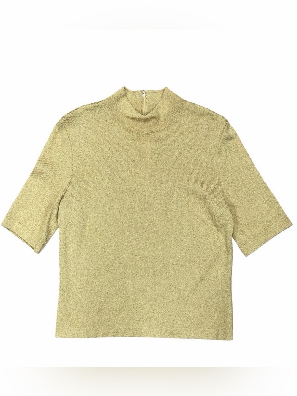St. John Basic Gold Turtleneck Short Sleeve Woven Top - Size M